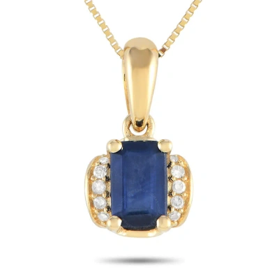 Lb Exclusive 14k Yellow Gold 0.03ct Diamond And Sapphire Pendant Necklace Pd4 16049ysa