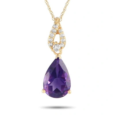 Lb Exclusive 14k Yellow Gold 0.06ct Diamond And Amethyst Necklace Pd4 16184yam In Multi-color