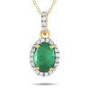 LB EXCLUSIVE LB EXCLUSIVE 14K YELLOW GOLD 0.06CT DIAMOND AND EMERALD PENDANT NECKLACE PD4 16075YEM