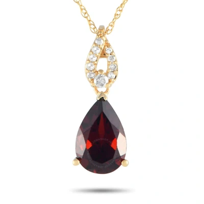 Lb Exclusive 14k Yellow Gold 0.06ct Diamond And Garnet Necklace Pd4 16184yga In Multi-color
