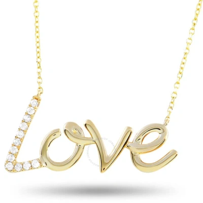 Lb Exclusive 14k Yellow Gold 0.10 Ct Diamond Love Pendant Necklace In Multi-color