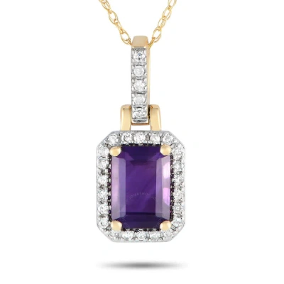 Lb Exclusive 14k Yellow Gold 0.12ct Diamond And Amethyst Pendant Necklace Pd4 15501yam In Multi-color