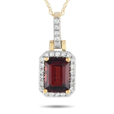 Lb Exclusive 14k Yellow Gold 0.12ct Diamond And Garnet Pendant Necklace Pd4 15501yga In Multi-color