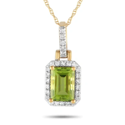 Lb Exclusive 14k Yellow Gold 0.12ct Diamond And Peridot Pendant Necklace Pd4 15501ype In Multi-color