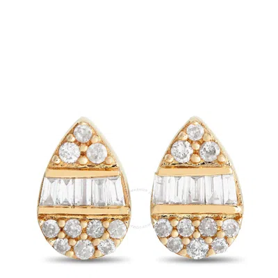 Lb Exclusive 14k Yellow Gold 0.18ct Diamond Cluster Pear Earrings Er28512 Y