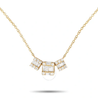 Lb Exclusive 14k Yellow Gold 0.20ct Diamond Cluster Necklace Pn14844 In Multi-color