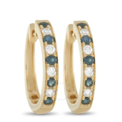 Lb Exclusive 14k Yellow Gold 0.25ct Diamond And Sapphire Hoop Earrings In Multi-color