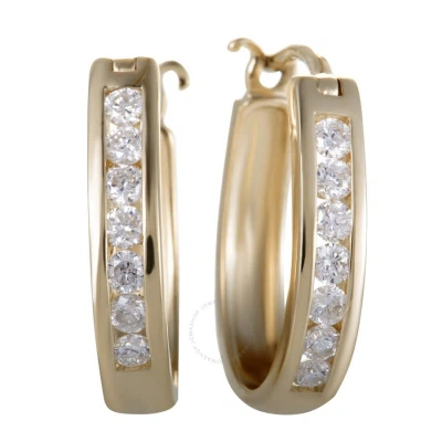 Lb Exclusive 14k Yellow Gold 0.33 Ct Diamond Small Oval Hoop Earrings In Multi-color