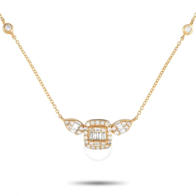 Lb Exclusive 14k Yellow Gold 0.35ct Diamond Cluster Necklace Pn14816 In Multi-color
