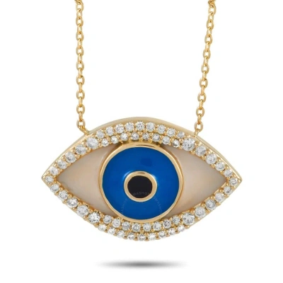Lb Exclusive 14k Yellow Gold 0.38 Ct Diamond Evil Eye Necklace In Multi-color