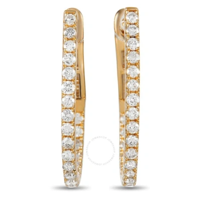 Lb Exclusive 14k Yellow Gold 0.77 Ct Diamond Inside Out Oval Hoop Earrings In Multi-color