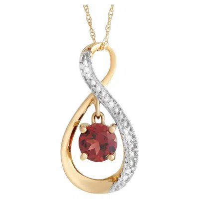Pre-owned Lb Exclusive 14k Yellow Gold 0.03ct Diamond And 0.03 Garnet Necklace