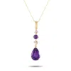 Lb Exclusive 14k Yellow Gold 0.05ct Diamond And Amethyst Pendant Necklace Pd4-16247yam In Gold