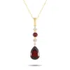 Lb Exclusive 14k Yellow Gold 0.05ct Diamond And Garnet Pendant Necklace Pd4-16247yga In Gold