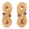 Lb Exclusive 14k Yellow Gold 0.06 Ct Diamond And 0.50 Ct Ruby Earrings Mf06-070825 In Gold