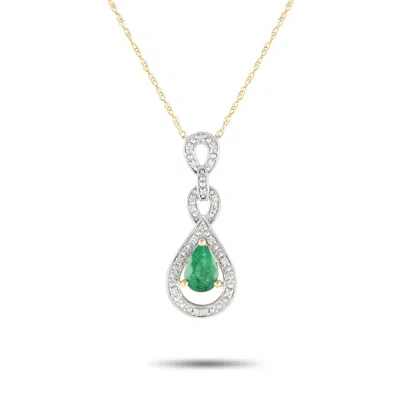 Lb Exclusive 14k Yellow Gold 0.08ct Diamond And Emerald Necklace Pd4-16318yem