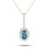 Lb Exclusive 14k Yellow Gold 0.09ct Diamond And Blue Topaz Pendant Necklace Pd4-16077ybt In Gold