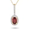 Lb Exclusive 14k Yellow Gold 0.09ct Diamond And Garnet Pendant Necklace Pd4-16077yga In Gold