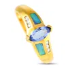 Lb Exclusive 14k Yellow Gold 0.09ct Diamond And Tanzanite Ring Mf02-120424 In Gold