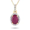 Lb Exclusive 14k Yellow Gold 0.10ct Diamond And Ruby Pendant Necklace Pd4-16075yru In Gold