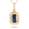 Lb Exclusive 14k Yellow Gold 0.10ct Diamond And Sapphire Pendant Necklace Pd4-16050ysa In Gold