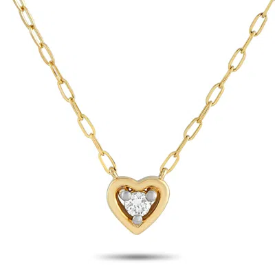 Lb Exclusive 14k Yellow Gold 0.10ct Diamond Heart Necklace Pn16195-y