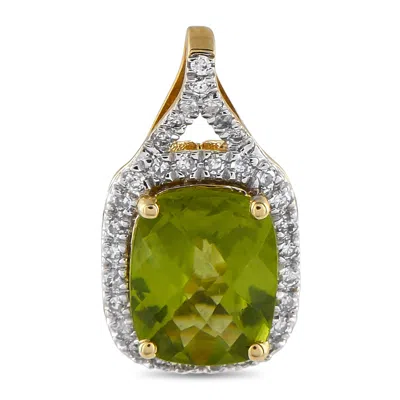 Lb Exclusive 14k Yellow Gold 0.13ct Diamond And Peridot Pendant Pd4-15472ype