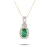 Lb Exclusive 14k Yellow Gold 0.15ct Diamond And Emerald Necklace Pd4-15738yem In Gold