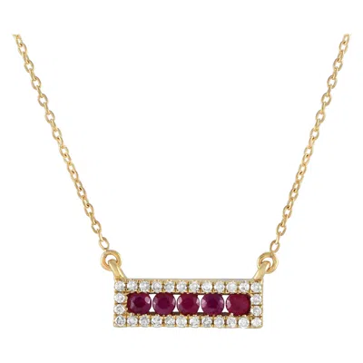 Pre-owned Lb Exclusive 14k Yellow Gold 0.15ct Diamond & Ruby Pendant Necklace Nk4-14783yru