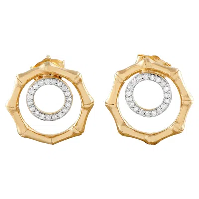 Pre-owned Lb Exclusive 14k Yellow Gold 0.16ct Diamond Octagon Earrings Er29881-y
