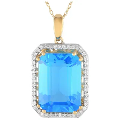 Pre-owned Lb Exclusive 14k Yellow Gold 0.20ct Diamond And Blue Topaz Necklace Pd4-15513wbt