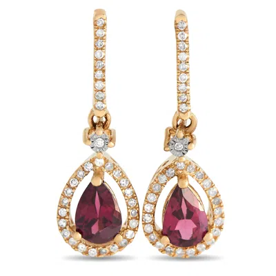 Lb Exclusive 14k Yellow Gold 0.20ct Diamond And Garnet Pear Earrings Er4-15061yga