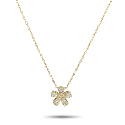 Lb Exclusive 14k Yellow Gold 0.20ct Diamond Flower Pendant Necklace Pn16288-y