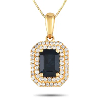 Lb Exclusive 14k Yellow Gold 0.24ct Diamond And Sapphire Pendant Necklace Pd4-15905ysa
