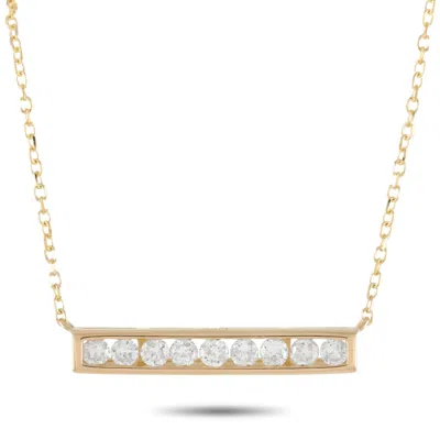 Pre-owned Lb Exclusive 14k Yellow Gold 0.25 Carat Diamond Bar Necklace