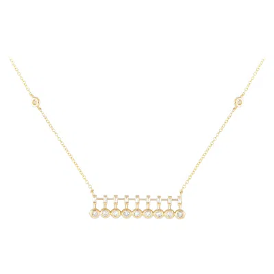 Pre-owned Lb Exclusive 14k Yellow Gold 0.25ct Diamond Bar Necklace