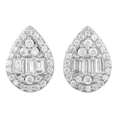 Pre-owned Lb Exclusive 14k Yellow Gold 0.25ct Diamond Cluster Pear Stud Earrings Er29497-y