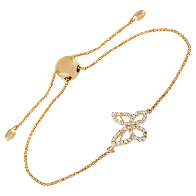 Pre-owned Lb Exclusive 14k Yellow Gold 0.30 Carat Diamond Butterfly Bracelet