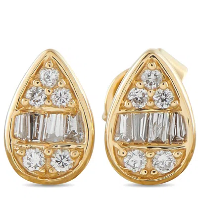 Lb Exclusive 14k Yellow Gold 0.35ct Diamond Cluster Pear Stud Earrings Er305261-y