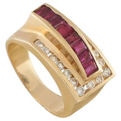 Pre-owned Lb Exclusive 14k Yellow Gold 0.36ct Diamond And Ruby Ring Mf27-062526