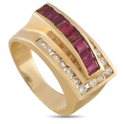 Lb Exclusive 14k Yellow Gold 0.36ct Diamond And Ruby Ring Mf27-062526 In Purple