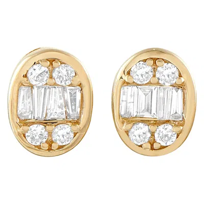 Pre-owned Lb Exclusive 14k Yellow Gold 0.40ct Diamond Cluster Oval Stud Earrings Er305263-y