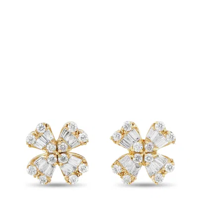 Lb Exclusive 14k Yellow Gold 0.40ct Diamond Four Petal Stud Earrings Er29992-y In Multi