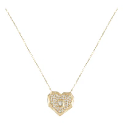 Pre-owned Lb Exclusive 14k Yellow Gold 0.40ct Diamond Heart Pendant Necklace Pn16833-y