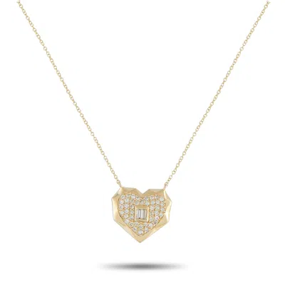 Lb Exclusive 14k Yellow Gold 0.40ct Diamond Heart Pendant Necklace Pn16833-y