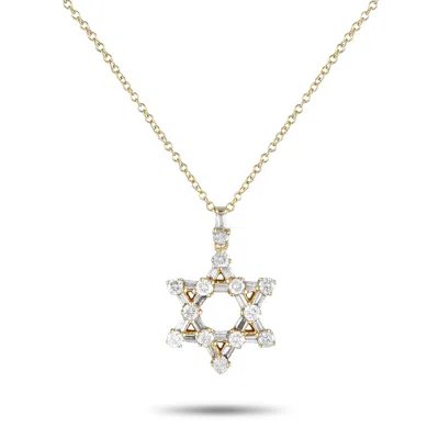 Lb Exclusive 14k Yellow Gold 0.50ct Diamond Star Of David Necklace Pn18054-y