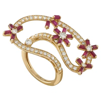 Pre-owned Lb Exclusive 14k Yellow Gold 0.65ct Diamond And Ruby Ring