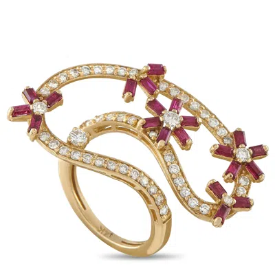 Lb Exclusive 14k Yellow Gold 0.65ct Diamond And Ruby Ring Mf09-062526 In Red
