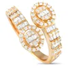 Lb Exclusive 14k Yellow Gold 0.65ct Diamond Halo Cluster Bypass Ring Rn32334-y In Gold