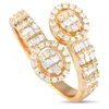 Lb Exclusive 14k Yellow Gold 0.65ct Diamond Halo Cluster Bypass Ring Rn32334 Y